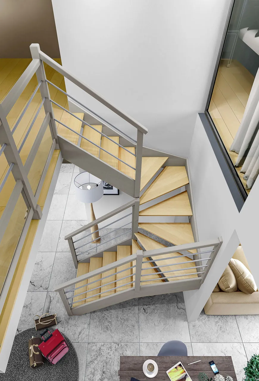 Image 3d d'un escalier vu du dessus